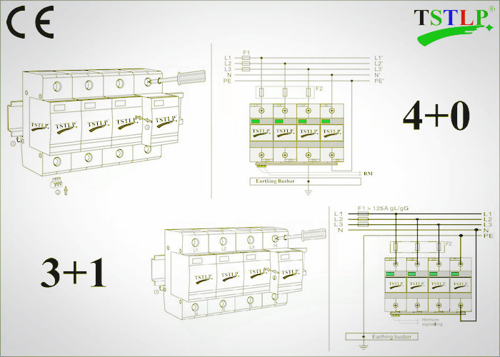 275V / 385V 60kA - 120kA Type 1 Lightning Surge Protector For Electrical Panel