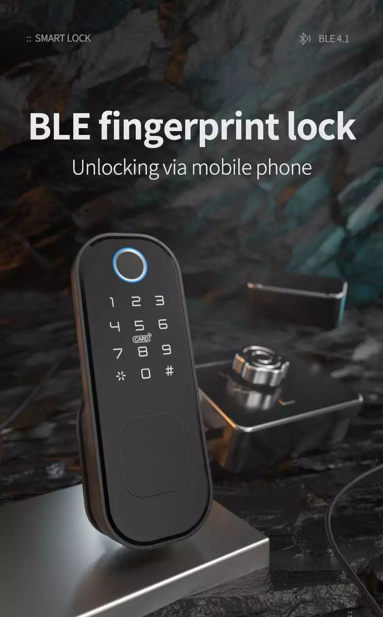 Bluetooth Fingerprint Rim Keypad Mechanical Key Nfc French Door Security Locks
