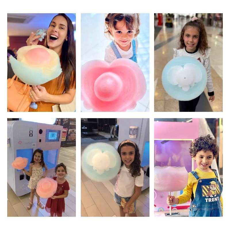 Smart Cotton Candy Making Machine Coin Credit Card Payment System Touch Screen
