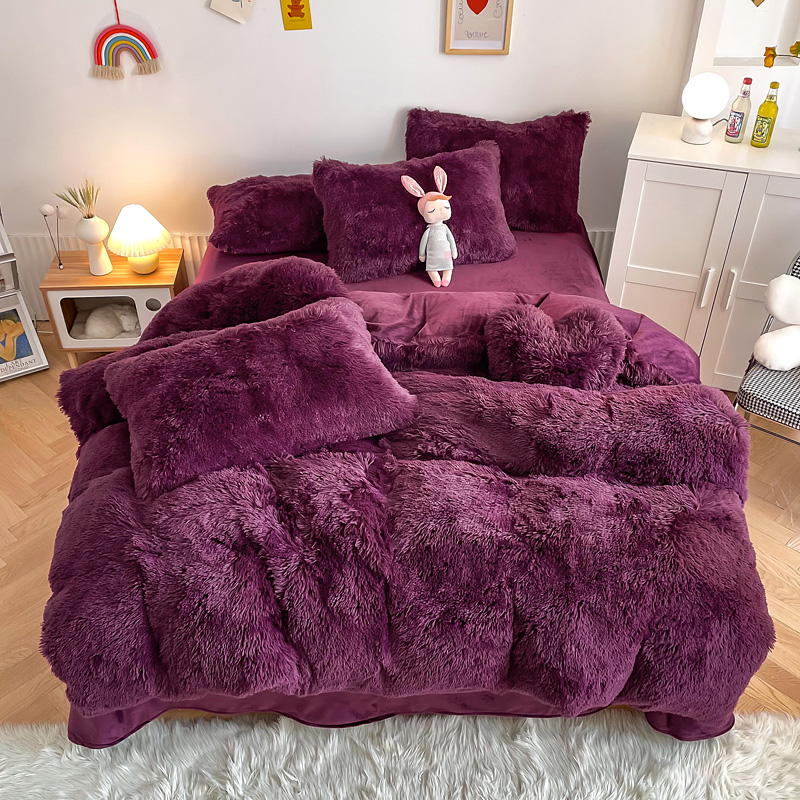 Plush Shaggy Velvet Fluffy Bed Duvet Covers Set in Multi Color Custom Luxury Designs