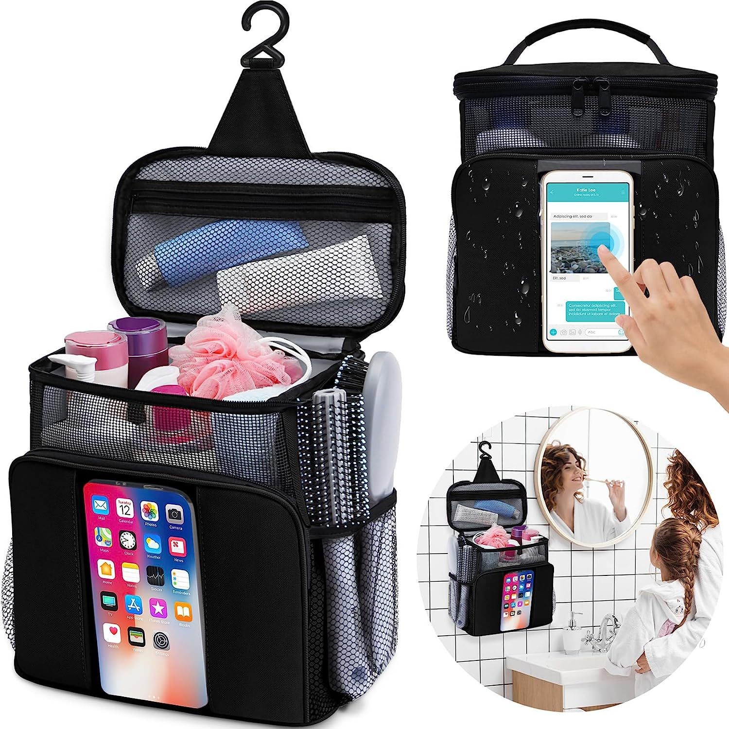 Black And Pink Thermal Insulated Rectangular Toiletry Travel Organizer For Food