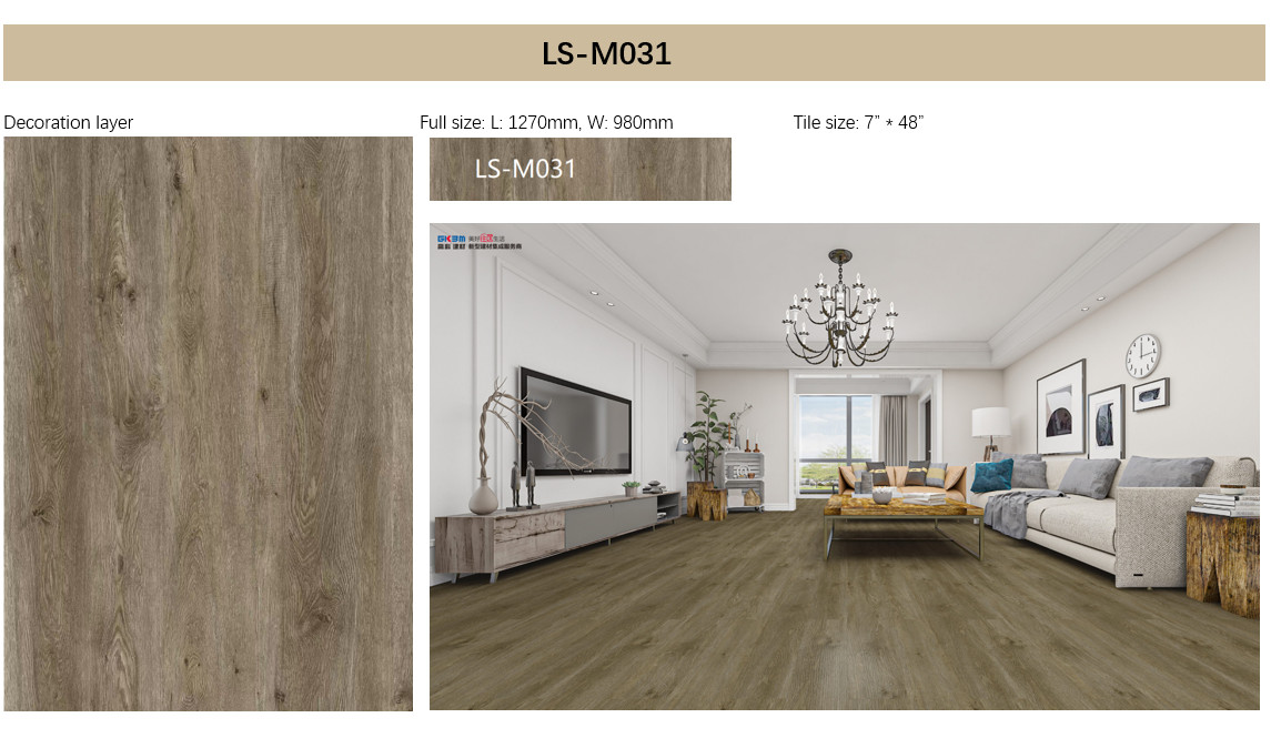 Luxury Indoor Deco Floor SPC Waterproof High Abrasion GKBM LS-W031 Greenpy