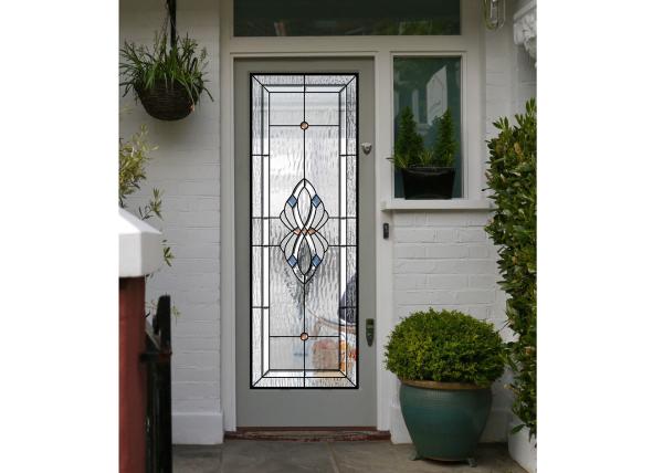 Polished Wrought Iron Glass Double Entry Doors Firm Type Iron Mosaic Glass