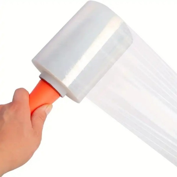 LLDPE Red Stretch And Shrink Film 0.012mm Designed With Plastic Handle