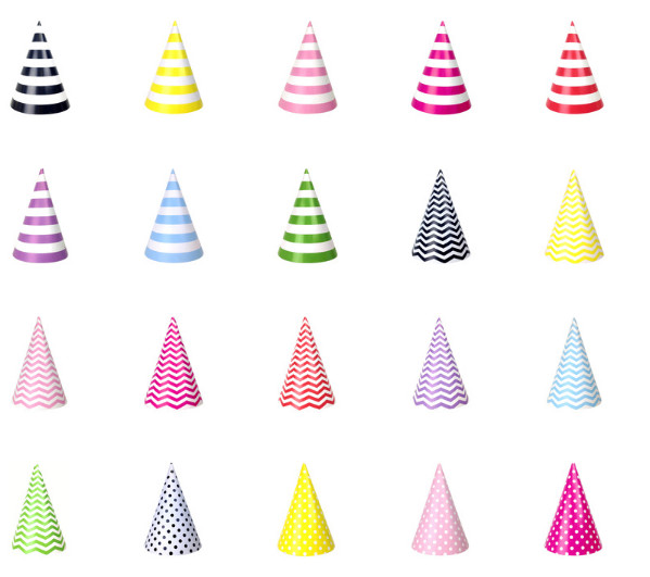 Hot birthday party paper hats printed polka dot wave pattern manufacturers custom printable loge