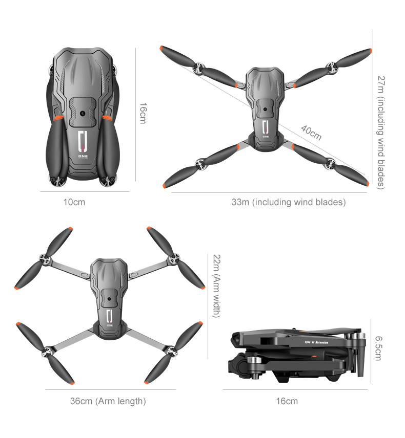 15 Minutes Maximum Flight Time Orange Quadcopter with Brushless Optical Technology and Adjustable Obstacle Avoidance