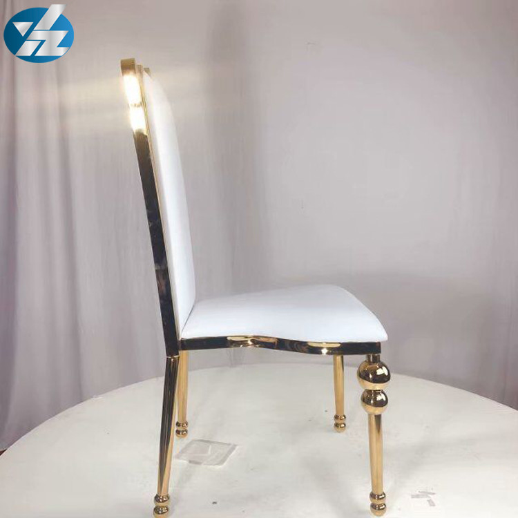 White Black Royal Crown Chair Wedding Banquet Chair Stainless Steel Gold Round Chair Legs