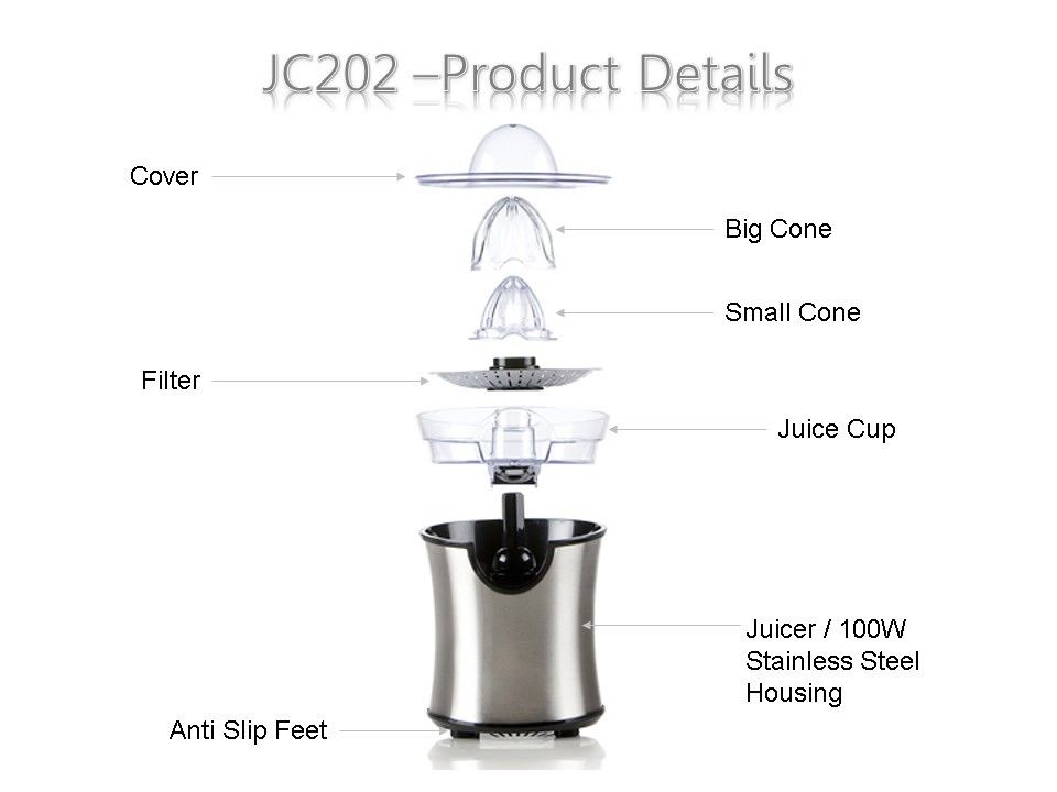 JC202 Compact Stainless Steel Citrus Press Lemon Squeezer