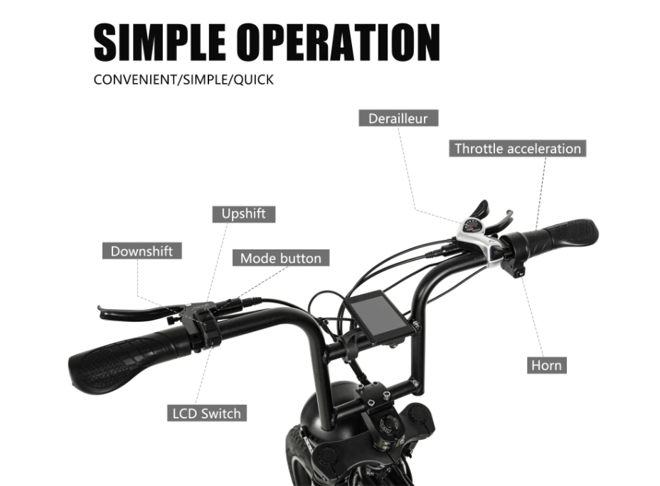 750W Fat Tire Electric Bicycle 48V 17Ah Battery Electric Bikes With Front Suspension