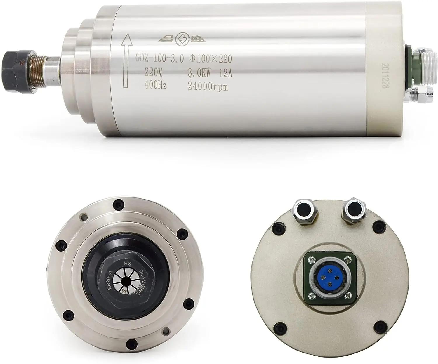 Water Cooled VFD Cnc Spindle Motor Kits 3KW 220V 24000rpm ER20 Collets