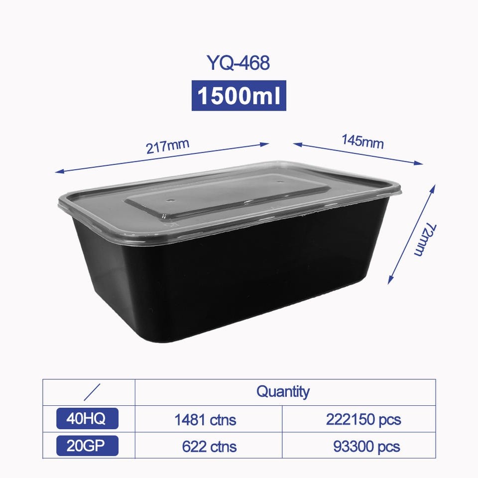 Disposable Microwave Safe PP Injection Restaurant Take Away Container Camping Food Container Meal Bento Box With Lid