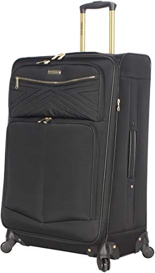 3PCS Softside Black Spinner Suitcase Set With Reinforced Handle