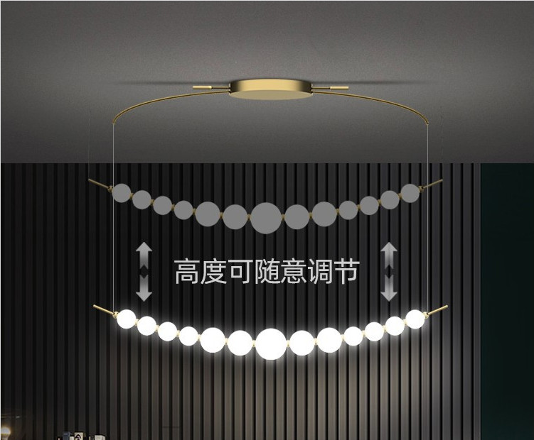 Linear Glass Pendant Lamps 32W 3000K Warm Light White Glass Ball Custom Pendant Light