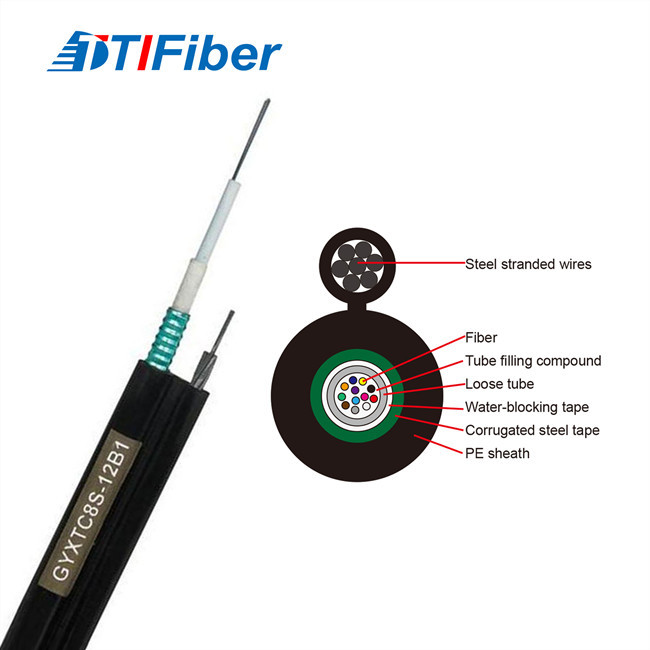 GYXTC8S 12 24 Core G652D Outdoor Fiber Patch Cable Self Supporting