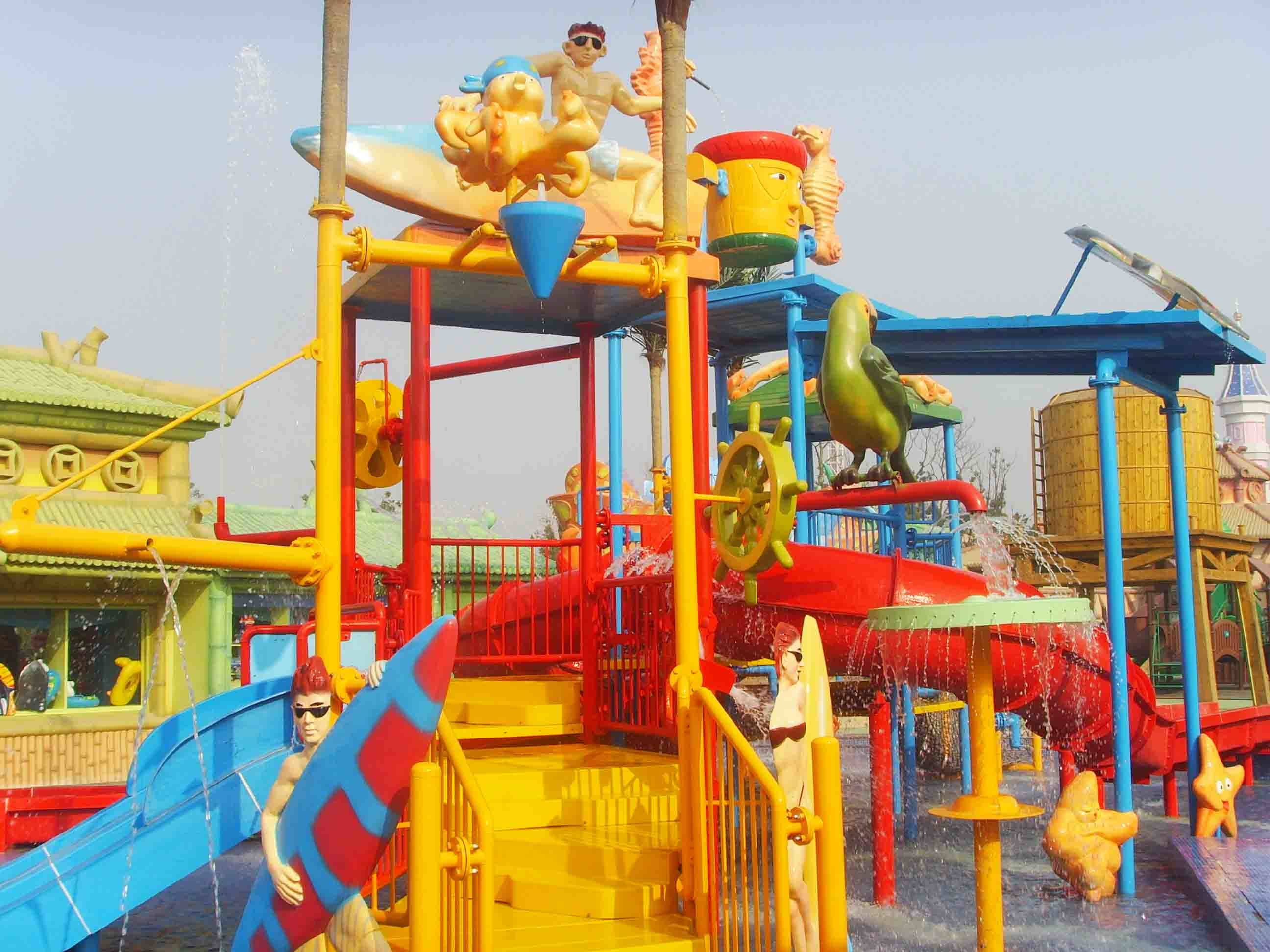 Several Lanes Fiberglass Kids' Water Playground For Water Park Build