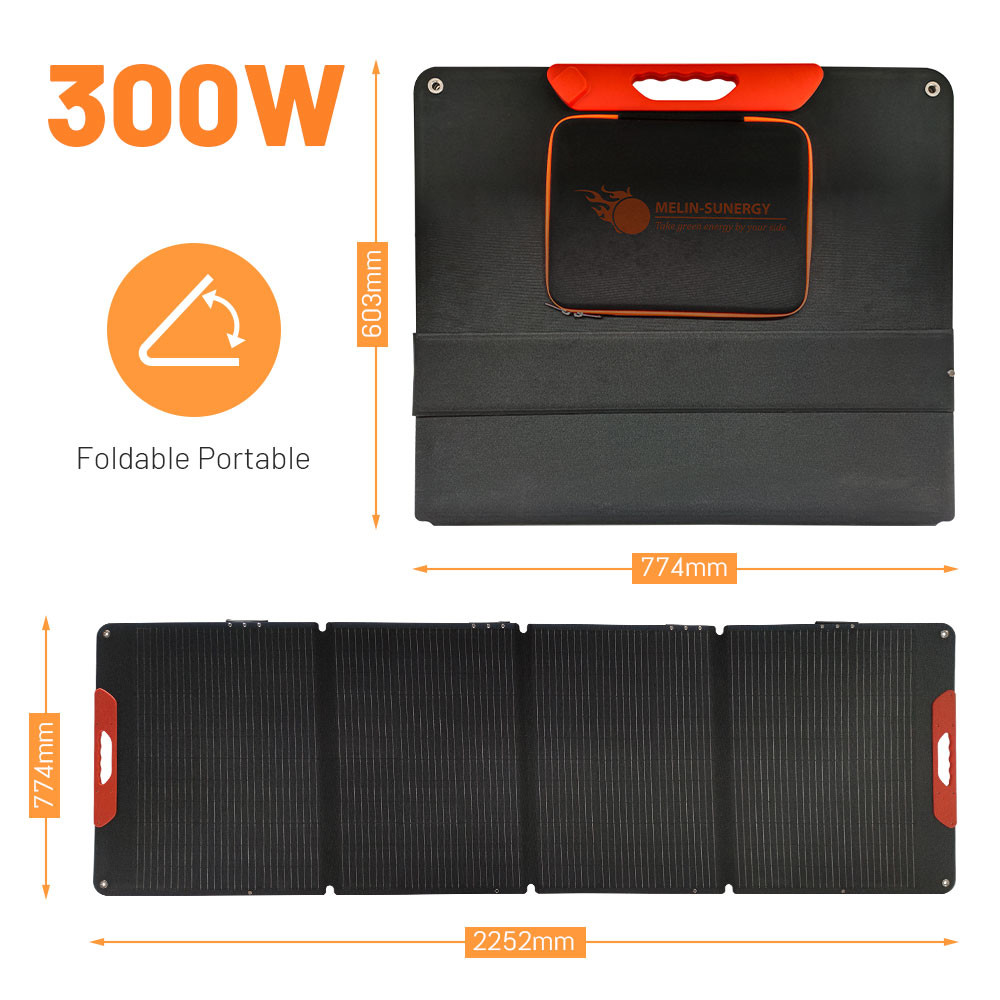 Compact ETFE Cover IP65 Small Portable Solar Panels 300W Power Station Solar Panels
