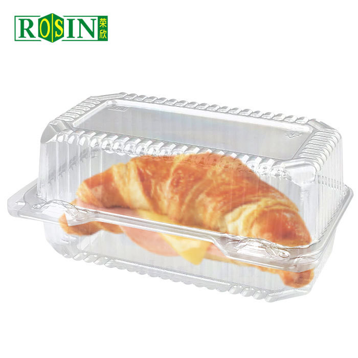 cake container with lid clear rectangle plastic blister bread box disposable pastry snack clamshell box