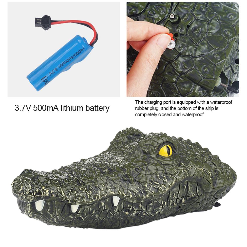 2.4ghz Remote Control RC Boat Simulation RC Crocodile Head Army Color