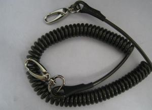China Anti-drop spring coil lanyard good black tool safety lanyard leash spiral key chain cord on sale