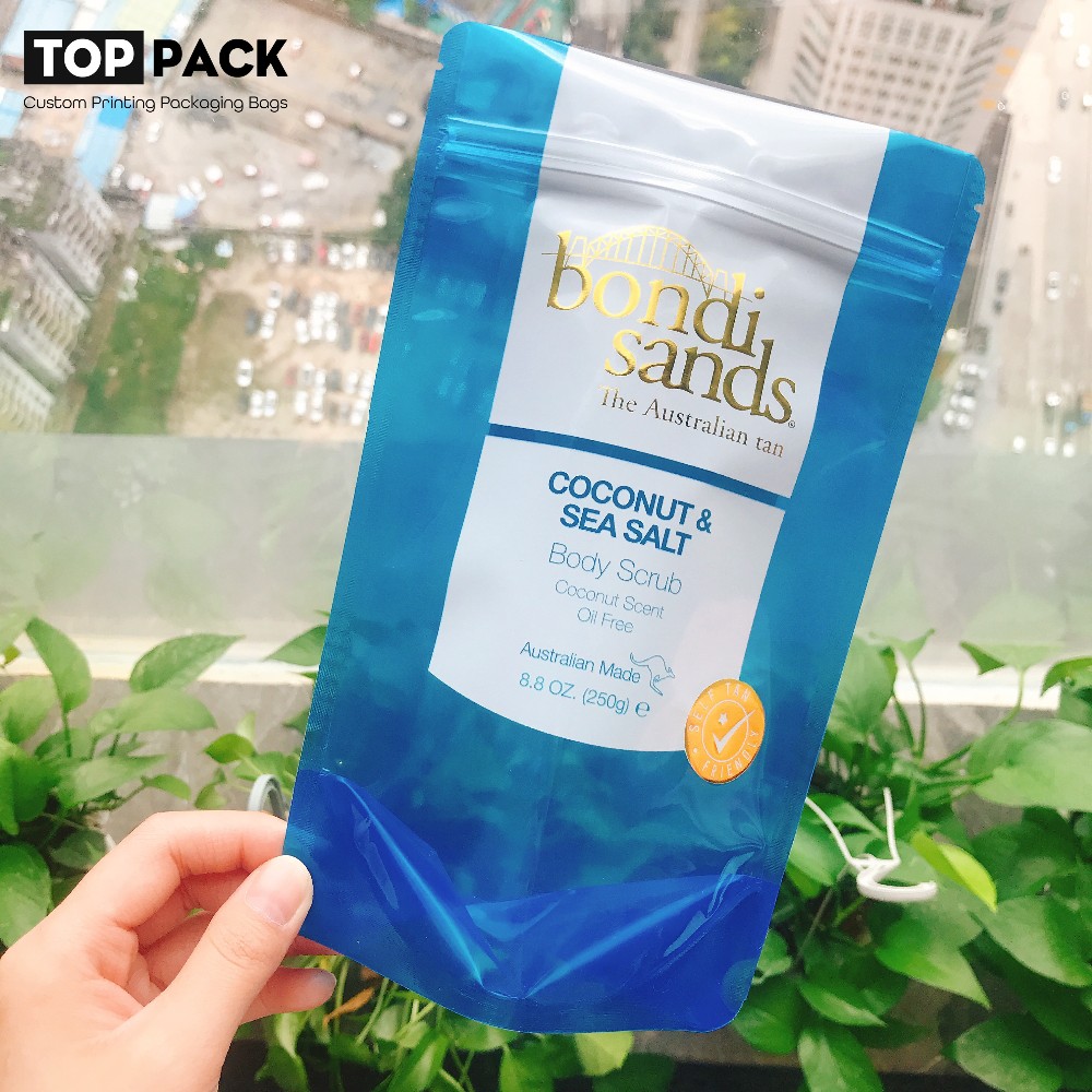 Organics Spice Kraft Paper Pouch Zipper Packaging Bag With Clear Window