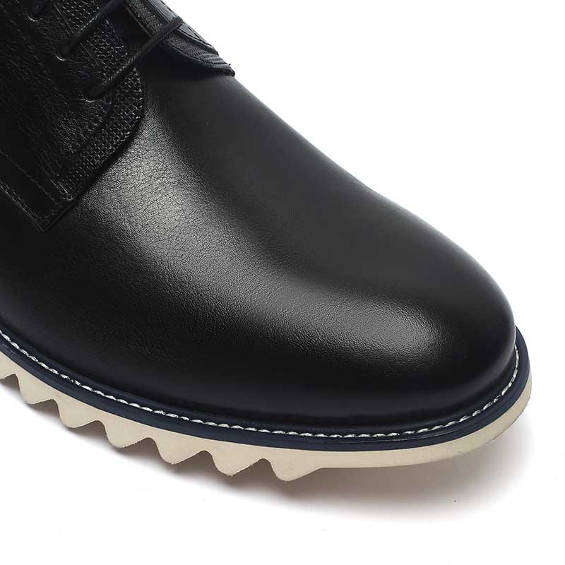 Black Lace Up Anti Skid Mens Leather Casual Shoes