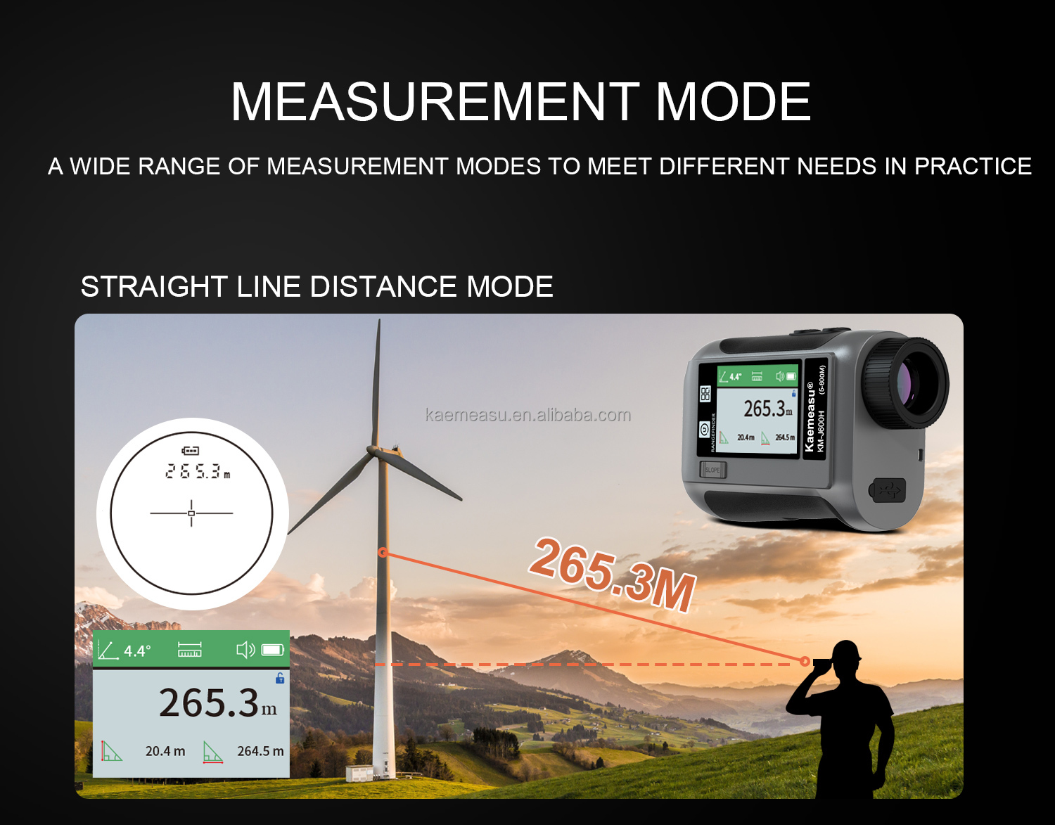 J600m Long Range Digital Laser Distance Meter Laser Rangefinder Angle Sensor Area Volume Functions