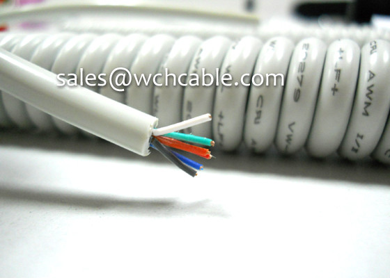 30V Low Voltage 28AWG Spiral Cable Chemical Resistant Jacket Color and UL Marking Optional