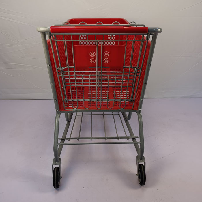 175L Red Semi Plastic Shopping Carts With 5" TPU Wheels Basket Shopping Trolley