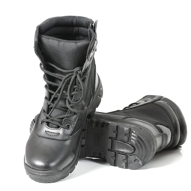 Leather Insulated Military Boots For Men Breathable High Top Non Slip Rubber Outsole