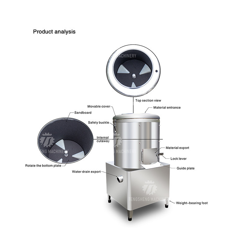 1.5kw Commercial Food Processor Machine Automatic Electric Potato Peeler