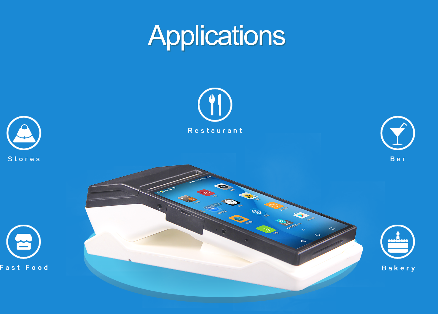 SDK Function Included 7 inch Mini Android POS System with 3G Terminal 80mm Printer
