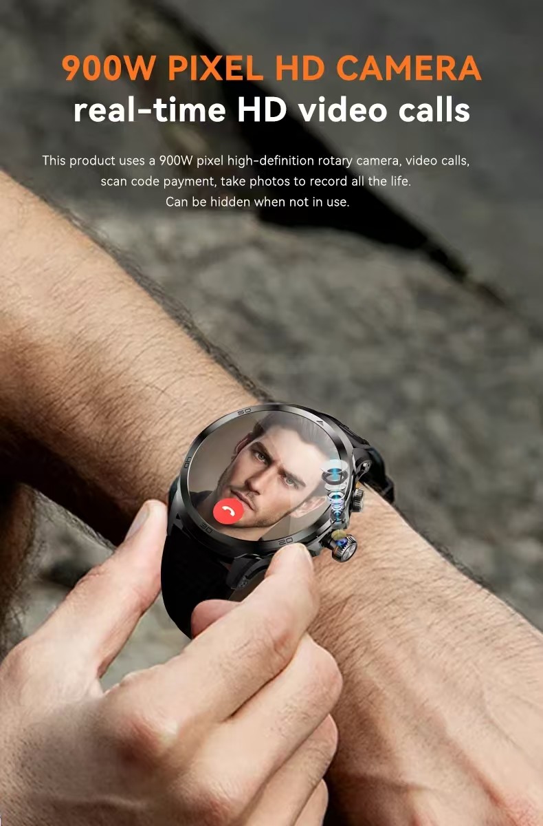 H19 Sim Card Smart Watch 4G Android / Rotating Camera Smart Watch 1.95 Inch AMOLED 1990mAh