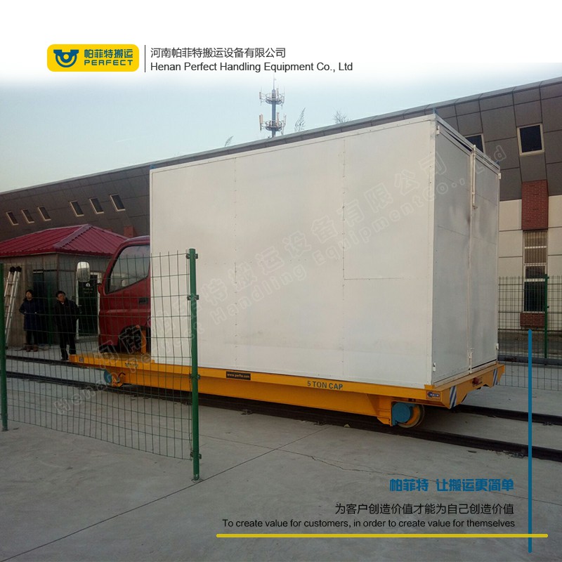 heavy capacity track transfer cart powered by rails for handling material