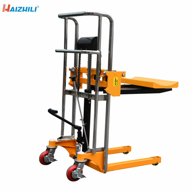 400kg 1.3 Meter Manual Forklift Stacker With Nylon Wheel Double Chain Type