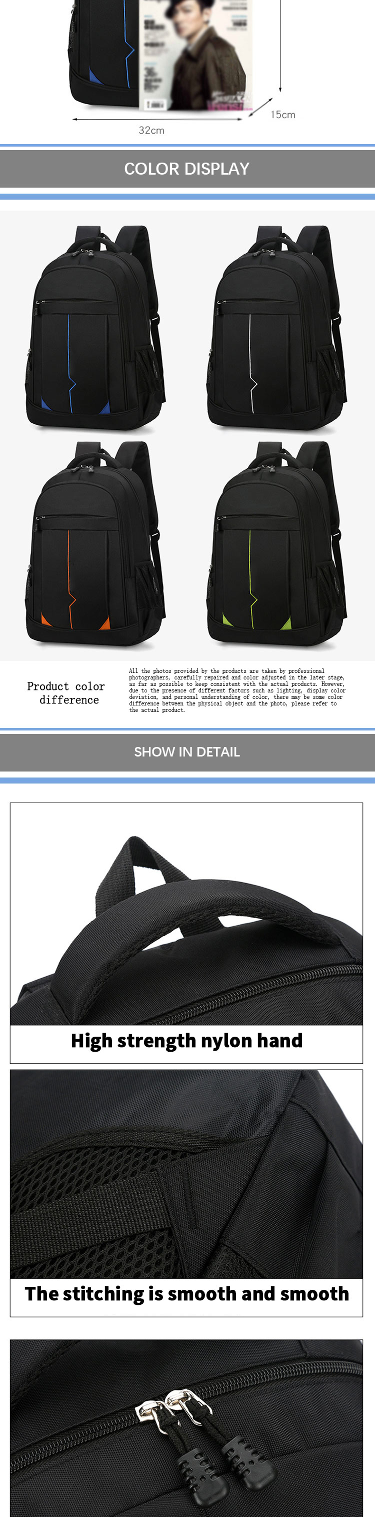 Sympathybag Wholesale Oxford cloth backpack leisure fashion computer backpack large capacity student outdoor travel backpack