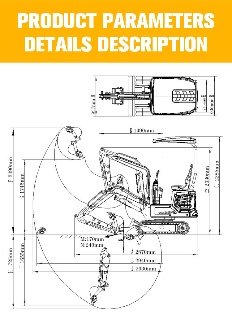 Multifunctional 180mm Track Width Mini Hydraulic Excavator 1200kg