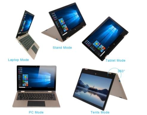 10.1 Inch Yoga Touch Screen Laptop 1280 x800 IPS 1920x1200 FHD With Apollo Lake CPU