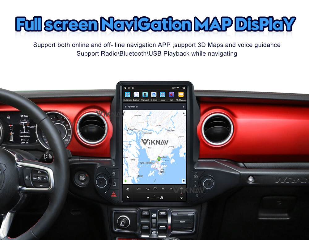 Viknav Car Radio For Jeep Wrangler (2018-2021) 13.6 inch GPS navigation DVD multimedia auto stereo 2din