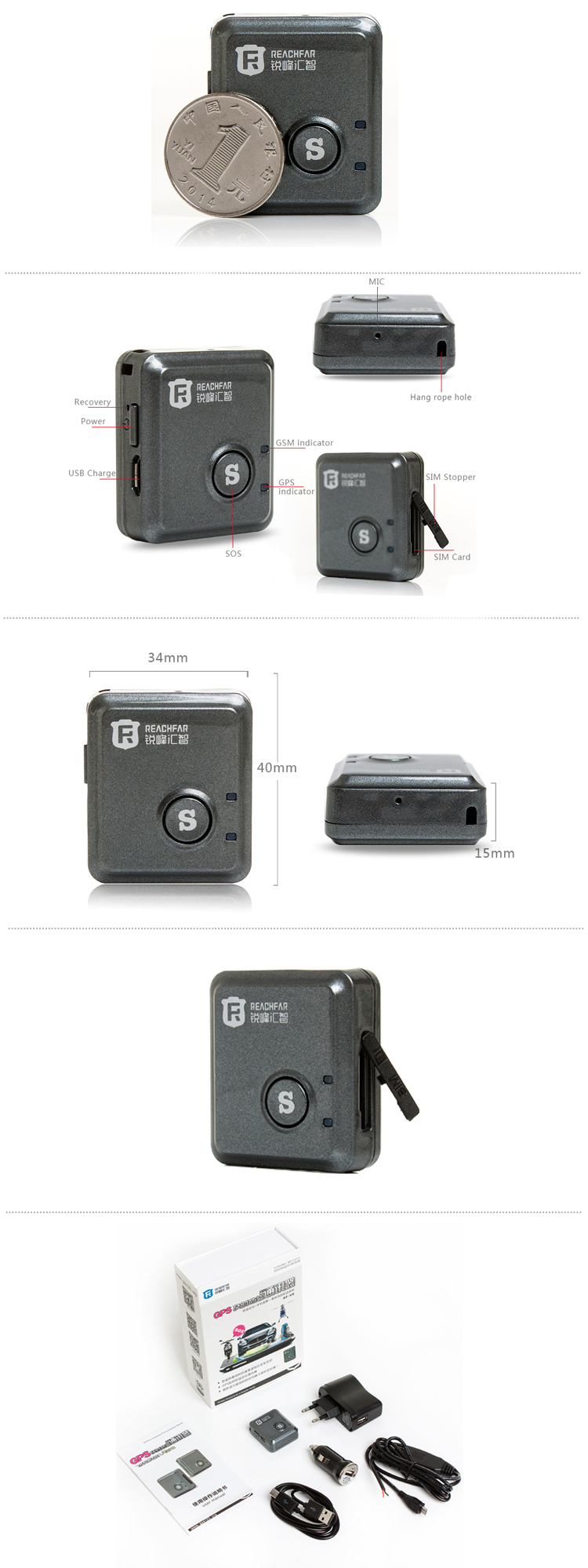 spy mini realtime gsm gprs car gps tracker vehicle with sos button RF-V8S