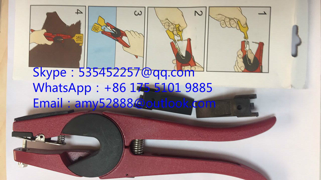 veterinary animal ear tag applicator for livestock