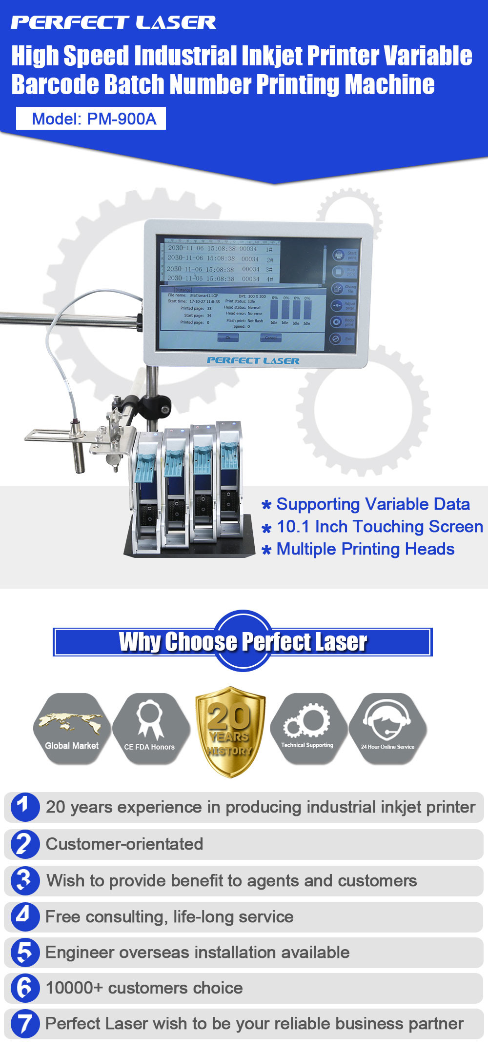 Multi - Functional Industrial Inkjet Coding Printer , Barcode Printing Machine 120m/ Min
