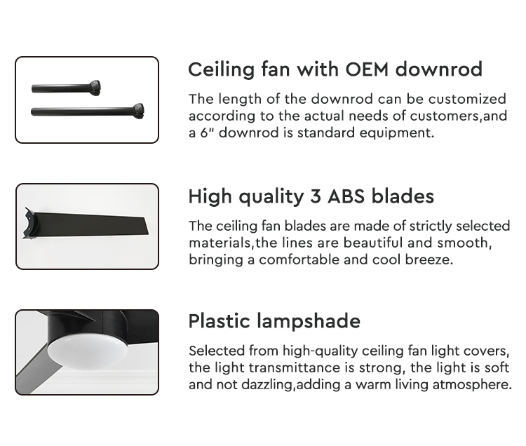 Energy Saving 1stshine LED Ceiling Fan with Remote and Light Black ABS Blades 6 Speeds