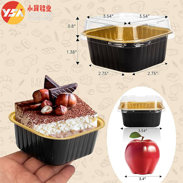 Square Black Smooth Foil Baking Pans​ Mini Disposable Cupcake Take-out Pan