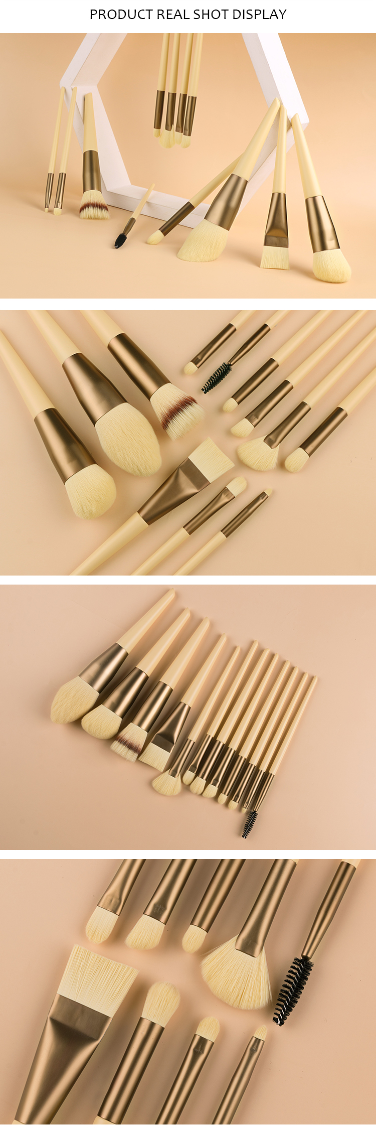 Yellow 12pcs Nano Wool Travel Makeup Brushes Set Nano Wool Travel Cosmetic Brushes
