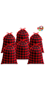 6 PCS Fabric Drawstring Gift Bags