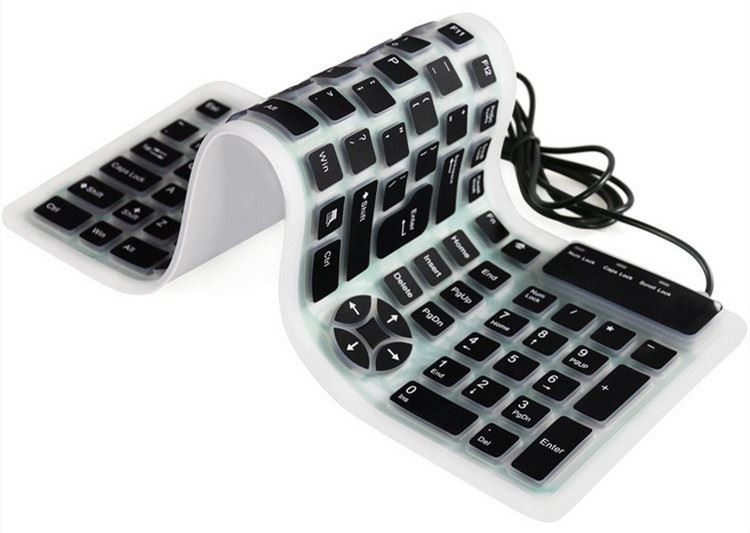 Wired USB Foldable Silicone Rubber Keyboard Slim Roll Up Travel Portable