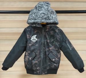 Buy cheap Soft Kids Winter Down Jacket , Kids Black Bomber Jacket Detachable Fleece Hoody product