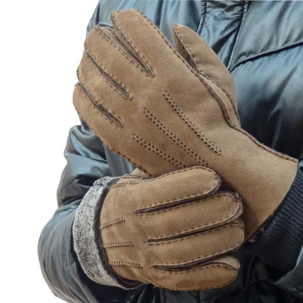 Brown Warm Leather Gloves , Mens Fitted Leather Gloves Eco - Friendly