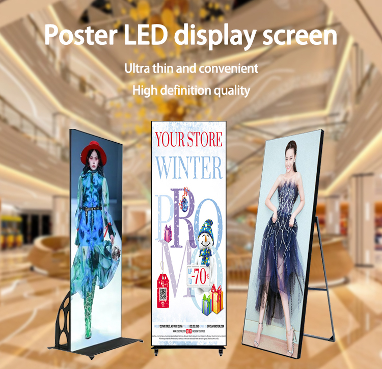 Indoor LED Poster Screen P2.5 P3 P4 P5 Modular Foldable Billboard Screen for Airport/Brand Stores