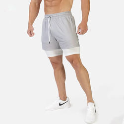 Men 90 Polyester 10 Spandex Compressionh Quick Dry with Liner Training Running Short 2 in 1 Gym Shorts for Men